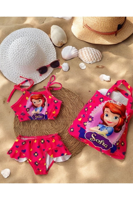 Sofia Desenli Kız Bebek Mayo 3’lü Set 3-10 yaş