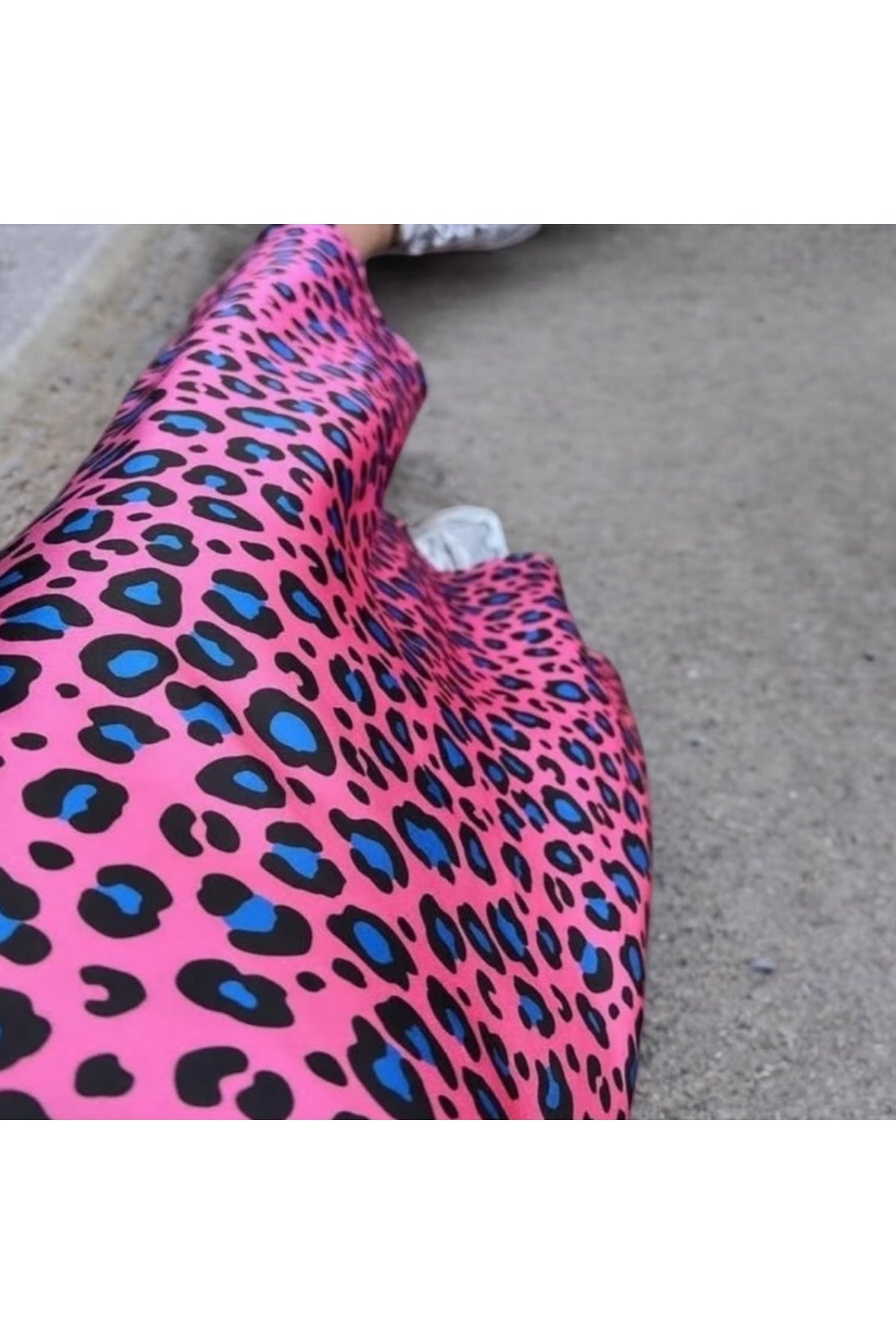 Pembe leopar desenli yüksek bel etek